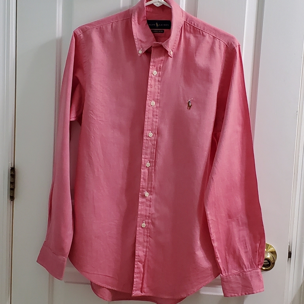 Men's Long Sleeve Chambray Oxford in Red